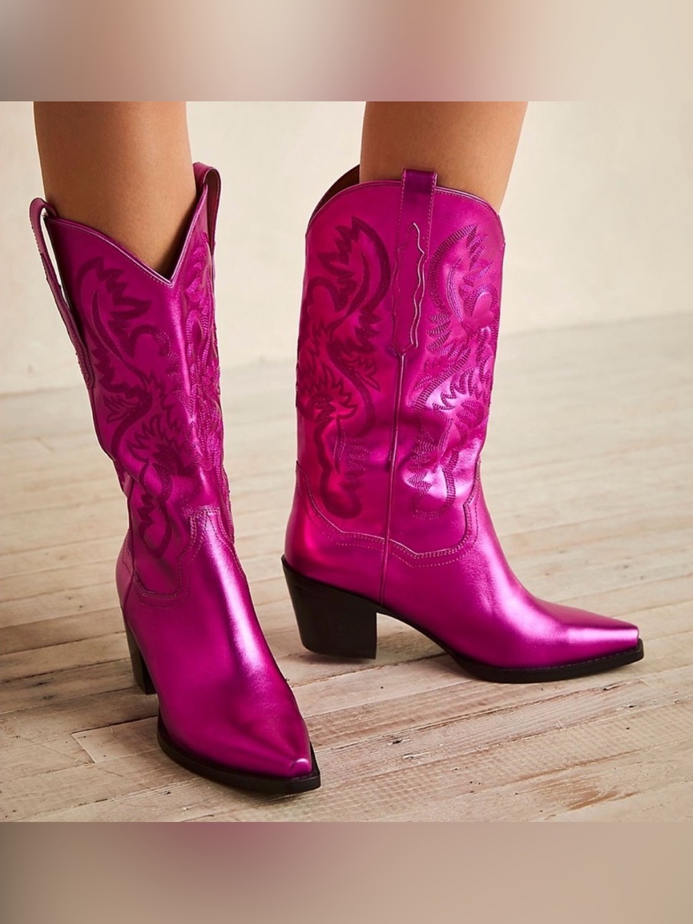 Jeffrey Campbell Dagget Pink Metallic Boots